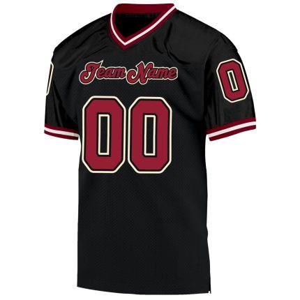 Custom Black Cardinal Cream Football Jersey with Name and Number - Authentic Throwback Design Personalized Black Cardinal-Cream