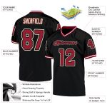Personalized Black Cardinal Cream Jersey for Men - Throwback Football Jersey Personalized Black Cardinal-Cream Mesh Throwback