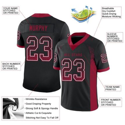 Custom Black Cardinal Football Jersey with White Mesh - Personalized Name & Number Drift Fashion Style Personalized Black