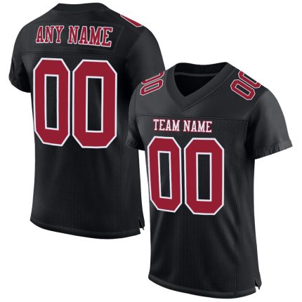 Black Cardinal Personalized Football Jersey - White Mesh Design for Custom Style Personalized Black Cardinal-White Mesh Football