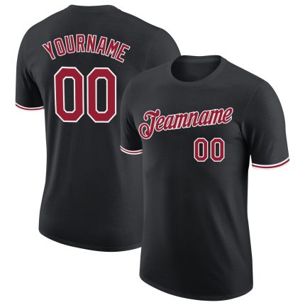 Custom Black Cardinal-White Performance T-Shirt with Team Name and Number - Personalized Gear for Sports Teams Personalized