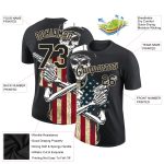 Personalized 3D Skull Killer American Flag Black City Performance T-Shirt Personalized Black City Cream 3D Skull Killer American