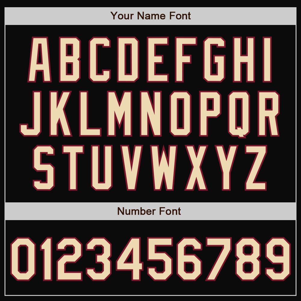 Personalized Black City Cream-Crimosn Bomber Full-Snap Varsity Letterman Jacket Personalized Black Varsity Letterman Jacket - Cream and Crimson Full-Snap Bomber Style Personalized Black City Cream-Crimosn - Image 7