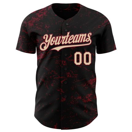Personalized Black Cream-Crimson 3D Abstract Splatter Baseball Jersey Personalized Black City Cream-Crimson 3D Abstract Splatter