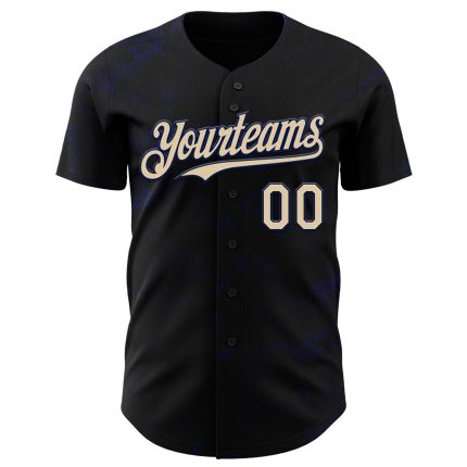 Custom 3D Pattern Baseball Jersey - Personalized Black Cream-Navy Splatter Design | Authentic Team Name & Number Personalized
