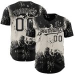 Personalized Black Cream 3D Abstract Grunge Splatter Art Baseball Jersey Personalized Black Cream 3D Abstract Splatter Grunge