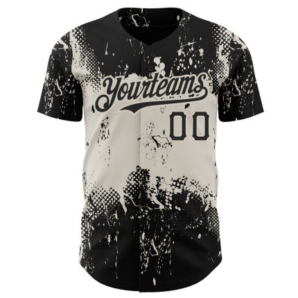 Personalized Black Cream 3D Abstract Grunge Splatter Art Baseball Jersey Personalized Black Cream 3D Abstract Splatter Grunge