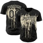 Custom Name and Number Dripping Splatter Art Black Cream 3D Pattern Baseball Jersey - Personalized Team Jersey Personalized