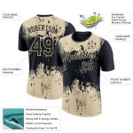 Custom Name and Number Dripping Splatter Art Performance T-Shirt - Personalized Black Cream 3D Pattern Design Personalized