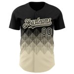 Custom Name and Number Black Cream 3D Pattern Gradient Baseball Jersey - Authentic Team Design Personalized Black Cream 3D