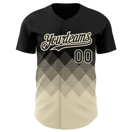 Custom Name and Number Black Cream 3D Pattern Gradient Baseball Jersey - Authentic Team Design Personalized Black Cream 3D