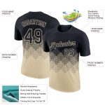 Custom Name and Number Performance T-Shirt with Personalized Black Cream 3D Gradient Square Patterns Personalized Black Cream