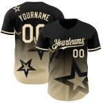 Personalized Twinkle Star Gradient Black Cream Baseball Jersey with Custom Name and Number - 3D Pattern Team Apparel Personalized