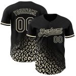 Custom Leopard Print Baseball Jersey with Personalized Name and Number, 3D Black Cream Fade Design, Fashion Authentic Team Gear