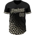Custom Leopard Print Baseball Jersey with Personalized Name and Number, 3D Black Cream Fade Design, Fashion Authentic Team Gear