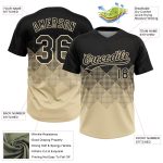 Custom Name Number Unisex Softball Jersey - Personalized Black Cream 3D Gradient Square Pattern, Two-Button Design Personalized