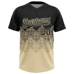 Custom Name Number Unisex Softball Jersey - Personalized Black Cream 3D Gradient Square Pattern, Two-Button Design Personalized