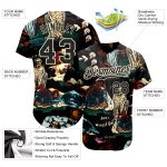 Personalized 3D Skull Tropical Plant Black Cream Baseball Jersey Fashion Personalized Black Cream 3D Tropical Plant And Skull