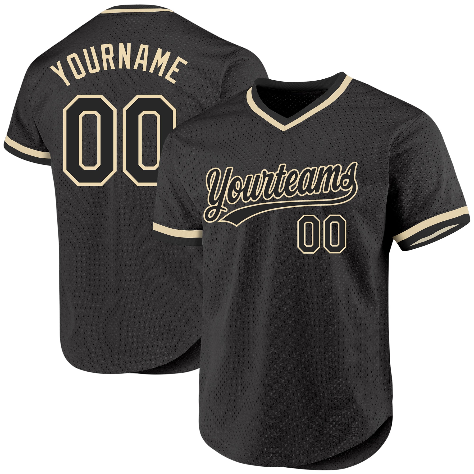 Custom Name and Number Authentic Black Cream Throwback Baseball Jersey - Personalized Team Apparel Personalized Black Cream