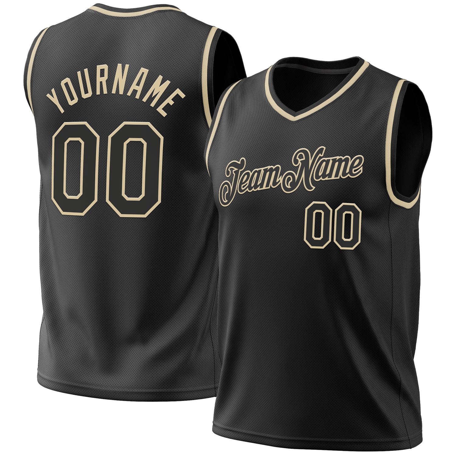 Custom Name and Number Personalized Black Cream Basketball Jersey - Authentic Throwback Style Personalized Black Cream Authentic