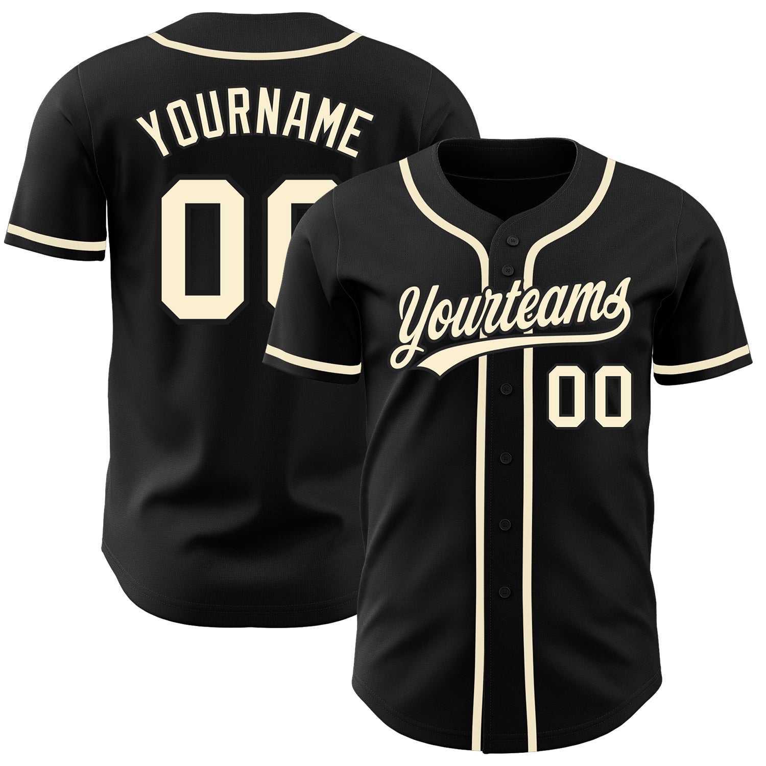 Customizable Black Cream Baseball Jersey for Men and Women Personalized Black Cream Baseball Jersey 2