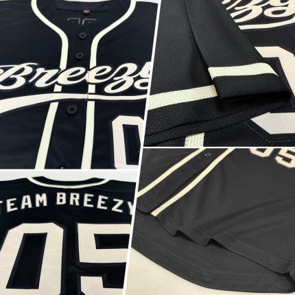 Customizable Black Cream Baseball Jersey for Men and Women Personalized Black Cream Baseball Jersey 2