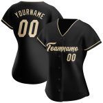 Personalized Black Baseball Jersey with Cream Details - Custom Team Apparel Personalized Black Cream Baseball Jersey