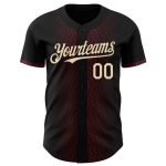 Personalized 3D Geometric Shapes Baseball Jersey in Black Cream Burgundy Personalized Black Cream-Burgundy 3D Geometric Shapes
