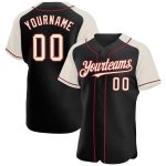 Custom Name and Number Personalized Baseball Jersey - Black Cream-Crimson Authentic Raglan Sleeves Personalized Black Cream-Crimson
