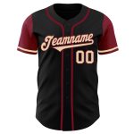 Custom Name and Number Baseball Jersey in Black Cream-Crimson, Authentic Two-Tone Design, Personalized Team Apparel Personalized