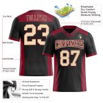 Custom Team Jersey with Name and Number - Personalized Black Cream-Crimson Mesh Authentic Football Jersey Personalized Black