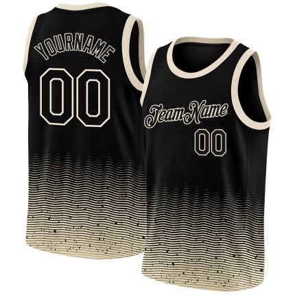 Custom Name and Number Basketball Jersey City Edition Authentic Black Cream Fade Fashion Personalized Black Cream Fade Fashion