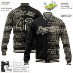 Custom Name and Number Varsity Letterman Jacket with Personalized Black Cream Halftone 3D Pattern Bomber Design Personalized