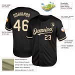 Custom Name and Number Personalized Black Cream Authentic Baseball Jersey - Throwback Team Style Personalized Black Cream