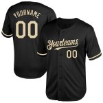 Custom Black Cream Mesh Baseball Jersey - Personalized Throwback Style Personalized Black Cream Mesh Throwback Baseball Jersey