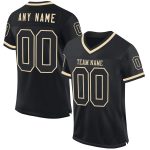 Custom black and cream mesh throwback football jersey