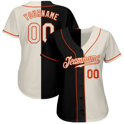 Custom Black Cream-Orange Split Baseball Jersey with Personalized Name and Number - Authentic Team Gear Personalized Black