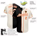Personalized Black and Orange Split Fashion Baseball Jersey for Men and Women Personalized Black Cream-Orange Split Fashion