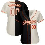 Personalized Black and Orange Split Fashion Baseball Jersey for Men and Women Personalized Black Cream-Orange Split Fashion