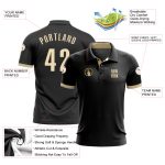 Custom Black Performance Golf Polo Shirt with Cream Accents - Mens Personalized Activewear Personalized Black Cream Performance