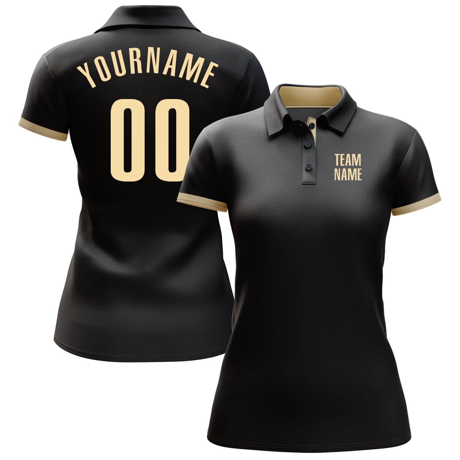 Personalized Black Cream Performance Golf Polo Shirt Team Custom Name and Number Custom Team Name Number Black Cream Performance Golf Polo Shirt Personalized Personalized Black Cream Performance Golf Polo - Image 2