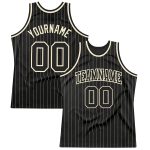 Personalized Black Cream Basketball Jersey - Pinstripe Design for Custom Team Style Personalized Black Cream Pinstripe Black-Cream