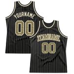 Custom Name and Number Black Cream Pinstripe Camo Basketball Jersey - Personalized Authentic Team Gear Personalized Black