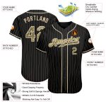 Personalized Black Cream Camo Baseball Jersey - Stylish Pinstripe Design Personalized Black Cream Pinstripe Camo-Cream Baseball