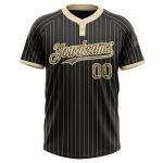 Personalized Softball Jersey Unisex Black Cream Pinstripe Camo Two-Button Design Personalized Black Cream Pinstripe Camo