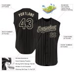 Personalized Team Jersey with Custom Name and Number - Black Cream Pinstripe Sleeveless Baseball Jersey Personalized Black
