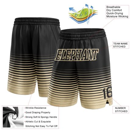 Personalized Black Cream Striped Basketball Shorts - Fade Fashion Design Personalized Black Cream Pinstripe Fade Fashion