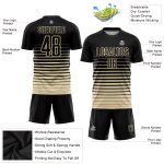 Personalized Black Cream Pinstripe Soccer Jersey - Fade Fashion Sublimation Uniform Personalized Black Cream Pinstripe Fade