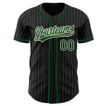 Personalized Black Green Baseball Jersey with Cream Pinstripes Personalized Black Cream Pinstripe Green Baseball Jersey