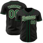 Personalized Black Green Baseball Jersey with Cream Pinstripes Personalized Black Cream Pinstripe Green Baseball Jersey